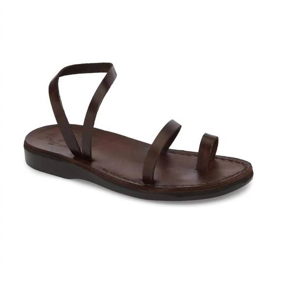 NEW JERUSALEM SANDALS ella ankle strap flat sandal in brown - Picture 1 of 1
